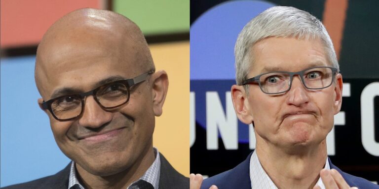 Apple Now Worth $540 Billion Less Than Microsoft — a Tesla-Sized Gap