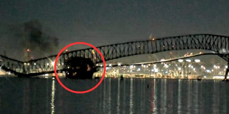 Francis Scott Key Bridge Collapses After Being Hit by Large Boat